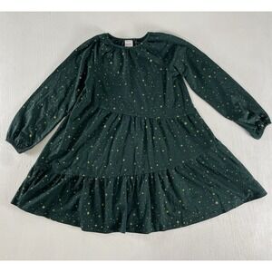 hanna andersson Long Sleeve Sparkle Tiered Dress green Girls Kids Size US 10 140